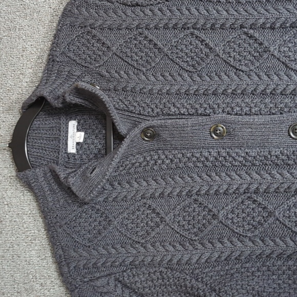 L.L. Bean Signature Cotton Fisherman Short Cardigan Sweater Size Large in Gray - Picture 2 of 11